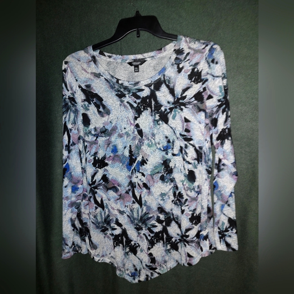 Simply Vera Vera Wang Sweater Long Sleeve Floral Uneven Hem Petite XL Everyday